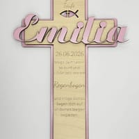 Kreuz Kommunion1 Personalisiertes Holzkreuz zur Taufe, Kommunion & Konfirmation