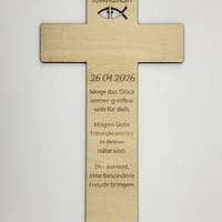 Kreuz Kommunion2 Personalisiertes Holzkreuz zur Taufe, Kommunion & Konfirmation