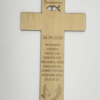 Kreuz Kommunion3 Personalisiertes Holzkreuz zur Taufe, Kommunion & Konfirmation