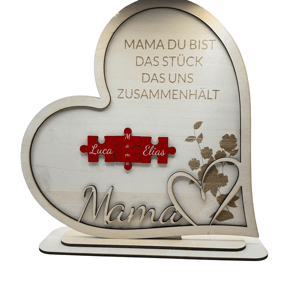 Personalisiertes Familien-Herz zum Muttertag – Jedes Puzzleteil ein Name (DIY-Option)