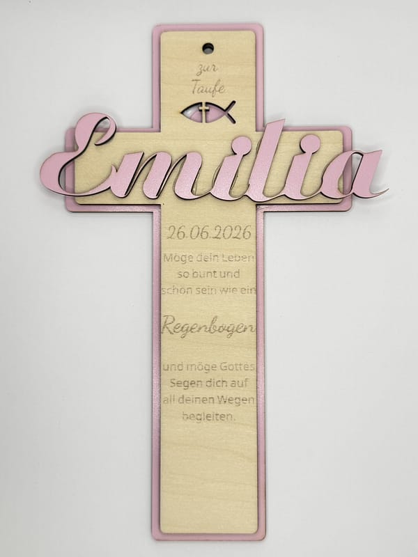 Kreuz Kommunion1 Personalisiertes Holzkreuz zur Taufe, Kommunion & Konfirmation